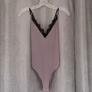 Dusty Purple Lace Trim Bodysuit